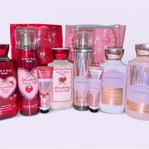 Bath & Body Works Strawberry Pound Cake & Champagne Toast Bundle NEW Gift Set